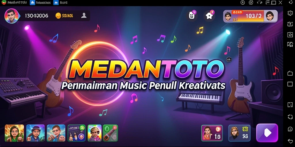 Screenshot MEDANTOTO menunjukkan pemain sedang berinteraksi dengan alat musik virtual.