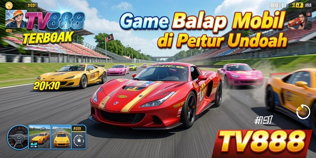Tangkapan layar utama TV888 menampilkan aksi balapan yang seru dengan visual yang menakjubkan.